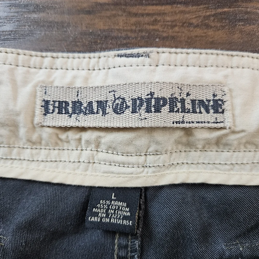 Urban Pipeline Men's L Ramie Cotton Blend Cargo Pants Camo Drawstring